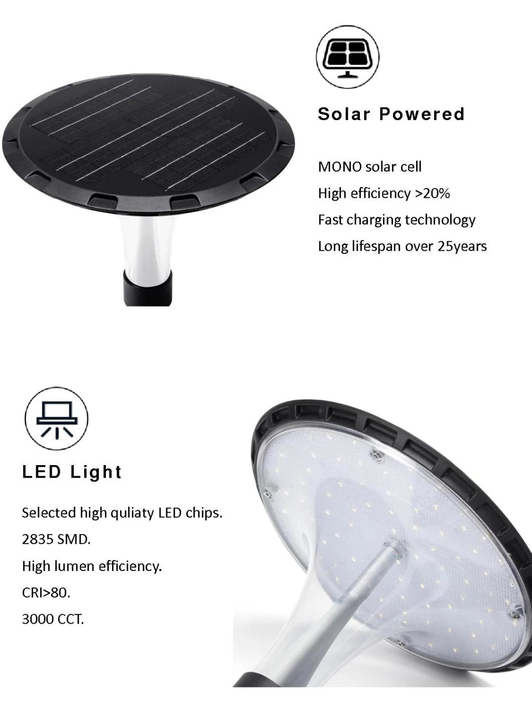 Solar Power Energy Smart Induction Modern Yard Street Lamp Outdoor IP65 All in One Integrated UFO LED Solar Garden Lights