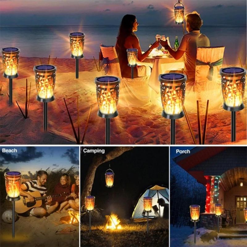 Solar LED Lights Outdoor Flame Lights Outdoor Decoration Solar Garden Lights with Pile Lights LED Flashing Flames Solar Flashlight Waterproof Wyz20513