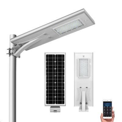 20W Integrated Outdoor LED Lamp MPPT Motion Sensor Dim Light Constant APP Control Solar Street Light with Lithium Battery