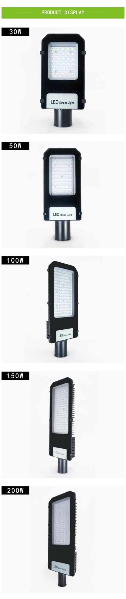 3030SMD 100-110lm/W Cut Angle AC85-265V Aluminum 100W LED Street Light