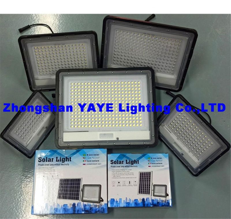 Yaye Hot Sell 20W/30W/50W/60W/80W/90W/100W/120W/150W/200W/250W/300W/400W/500W Solar LED Street Road Garden Flood Lights with Remote Controller/ Motion Sensor