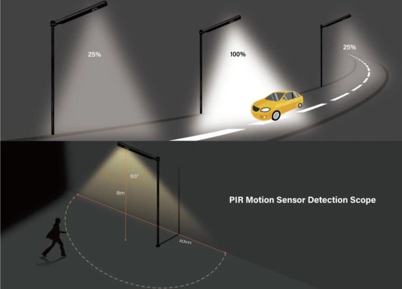 Government Project 100W Solar Street Lights, Integrated Design Intelligent Solar Street Lanterns