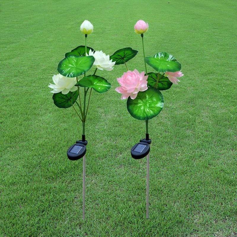 LED Waterproof Solar Lamp Lotus Flower Shape Lawn Lamps 3 LED Lighting Lamp for Outdoor Garden Backyard Pathway Lawn Decoration Wyz16582
