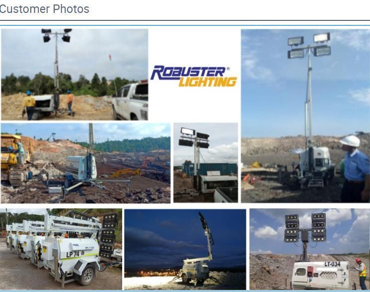 9m High Mast 4*720W Diesel Generator Mobile LED Light Tower for Mining