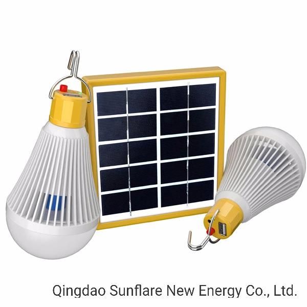 Green Energy Charging Mobile Phone Solar Lamp Light/2 PCS LED Bulbs Solar Lantern for Remote Areas