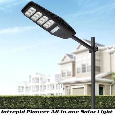 Motion Sensor Dusk to Dawn Integrated All in One LED Solar Street Light with Remote Control Waterproof for Parking Lot Stadium Garden Pathway