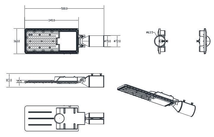 All Wattage 100W 150W 200W 250W Outdoor IP65 LED Street Light