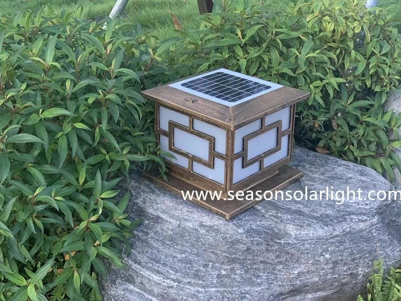 Classical Solar Product LED Outdoor Lighting 5W Solar Pillar Light with Bright Warm + White LED Light