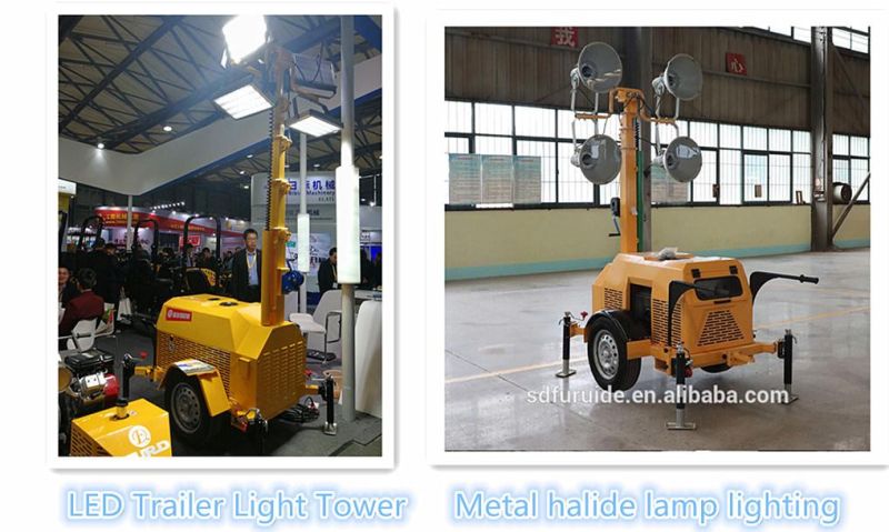 Trailer Mounted Mobile Portable Diesel Lighting Tower for Sale Fzmtc-1000b
