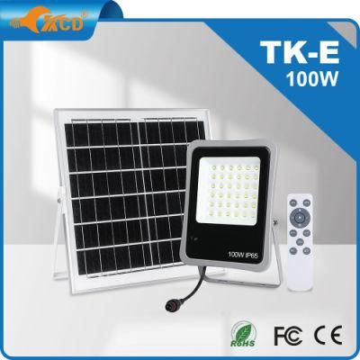 Slim Dusk Till Dawn Automatic Stadium Garden Integrated White Body IP67 Security Outdoor Cheap 100W Solar Light Flood Sensor