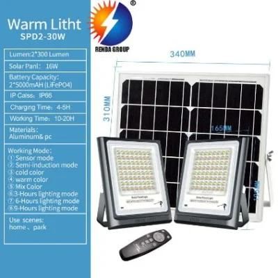 Solar Outdoor Flood Light with Mixed Warm Color