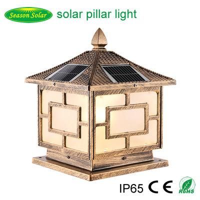 Outdoor Square Main Gate Lighting 5W Solar Post Cap Light with Double LED Lights &amp; Lamp