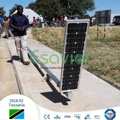Waterproof IP66 Integrated 60W 6000 Lumen Outdoor Lighting Solar LED Street Light All in One Solar Road Lamp