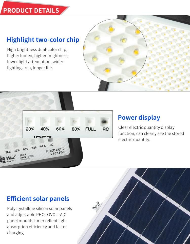 Bspro SMD 80W Flood Lights Indoor Lighting Wholesale Sport Ground LED Solar Rechargeable Powered Outdoor CE 70 IP65 Waterproof