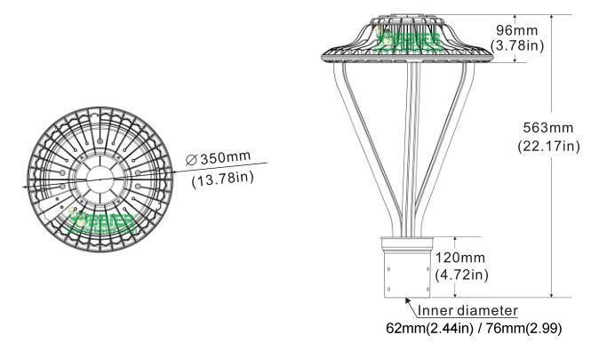 LED Replacement HPS E40 100W LED Post Top Garden Light