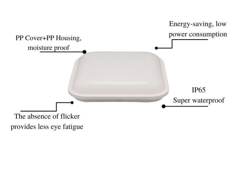 IP65 Moisture-Proof Lamps 24W Outdoor Bulkhead Waterproof LED Light Energy Saving Lamp Square with CE RoHS