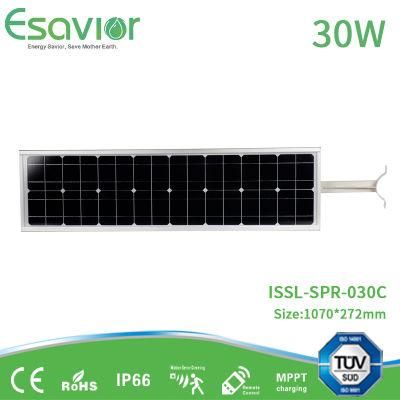 Microwave Radar Motion Sensor 30W Integrated All in One Solar LED Street /Garden /Road Light Outdoor