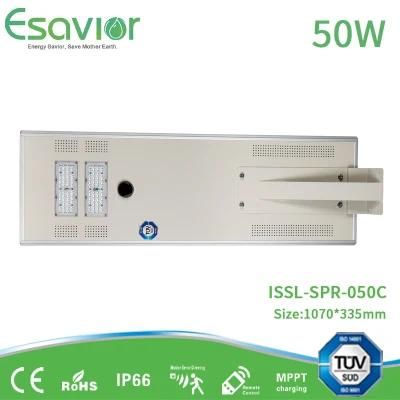 Microwave Radar Motion Sensor 50W Integrated All in One Solar LED Street /Garden /Road Light Outdoor