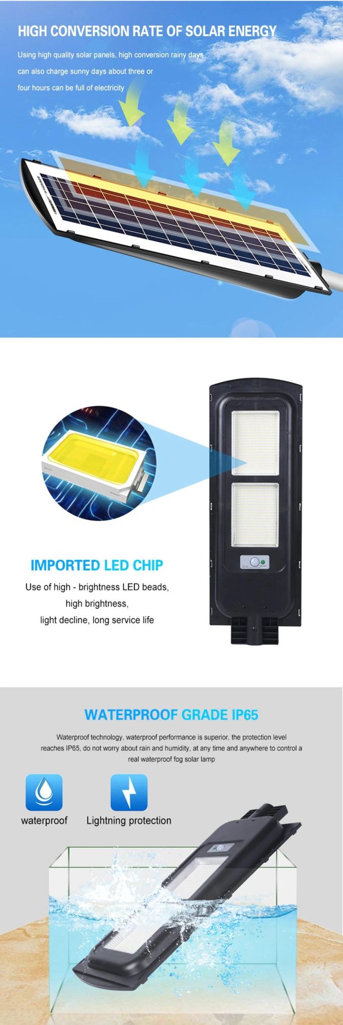 Remote Control Street Outdoor Waterproof IP65 50W 100W 200W 300W Integrated All in One LED Solar Garden Light