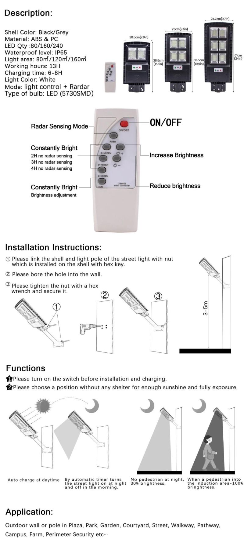 Hot Selling LED Street Light for Garden Outdoor Corridor Bacony