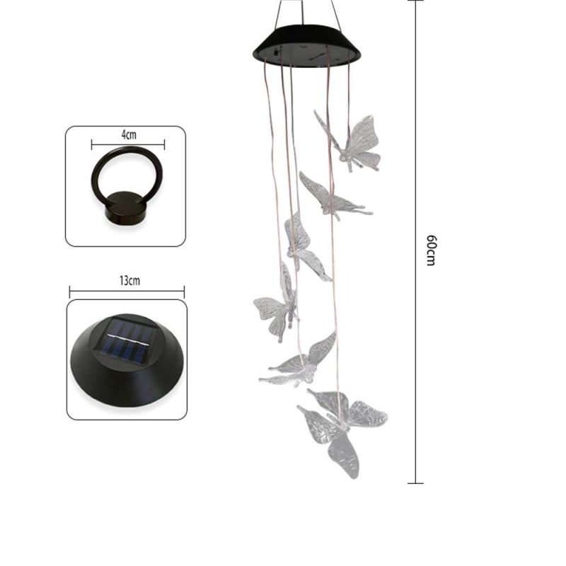 Bsolar Color Changing LED Garden Decoration Butterfly Wind Chime Light