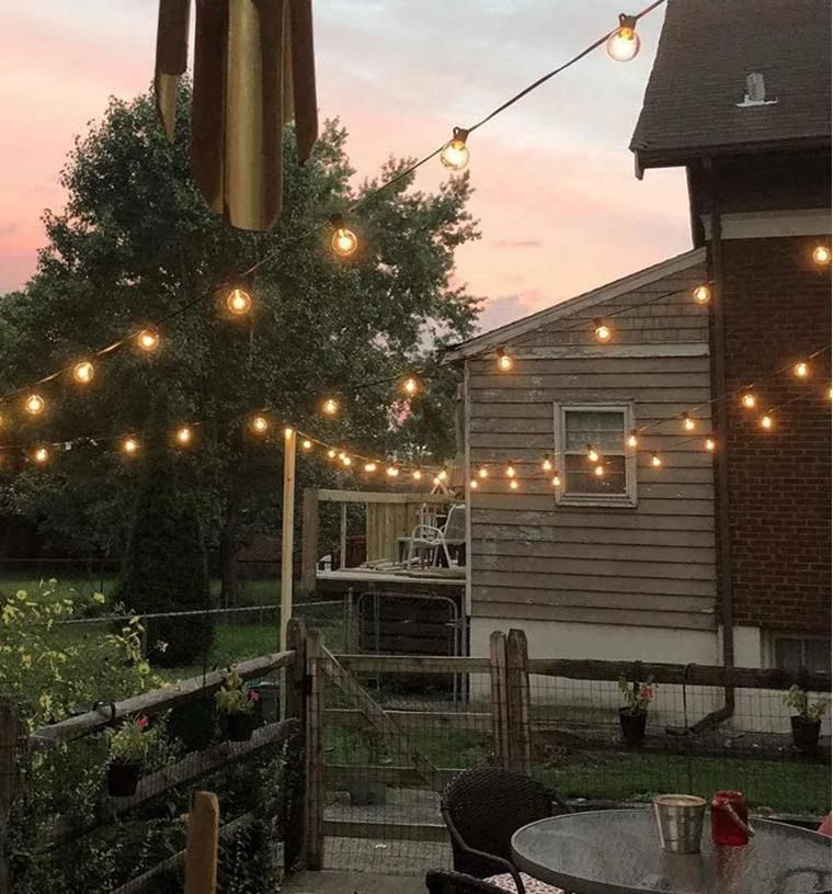 Outdoor String Lights 25 Feet G40 Globe Patio Lights with 27 Edison Glass Bulbs(2 Spare), Waterproof Connectable Hanging Light for Backyard Porch Balcony Party