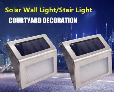 Outdoor Courtyard Garden Stainless Steel Staircase Landscape LED Solar Wall Light