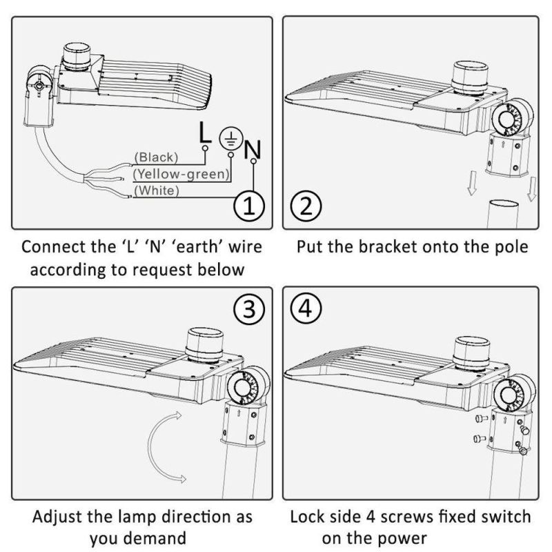 Highway Garden Square 100W 120W 150W 200W 300W Parking Lot Light, 3030 Chip LED Street Light 100-277V/247V/480VAC