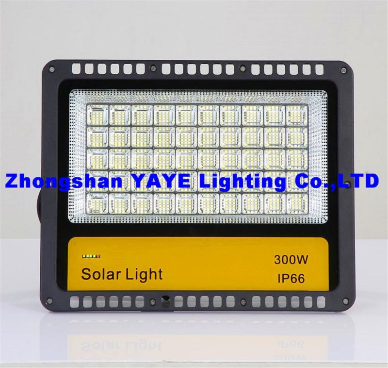 Yaye 2021 Hot Sell 100W/200W/300W IP67 Outdoor Solar Flood Lawn Garden Light with Remote Controller
