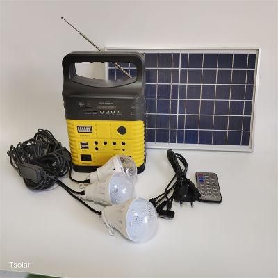 2021 Hot Selling FM/Radio/Bluetooth/ Lighting Modes Solar Home Lighting System Solar Power Kits Mobile Power Portable Power Camping Equipment