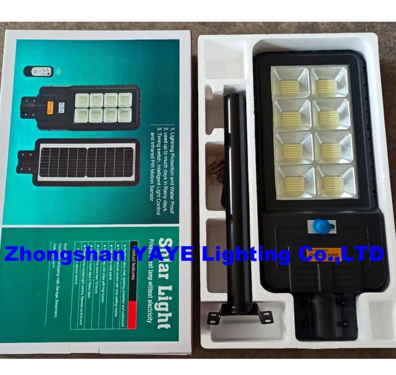 Yaye Hottest Sell IP66 Waterproof 300W/400W/500W All in One Solar LED Street Light with 500PCS Stock Each Watts & 2/3 Years Warranty/ Remote Controller