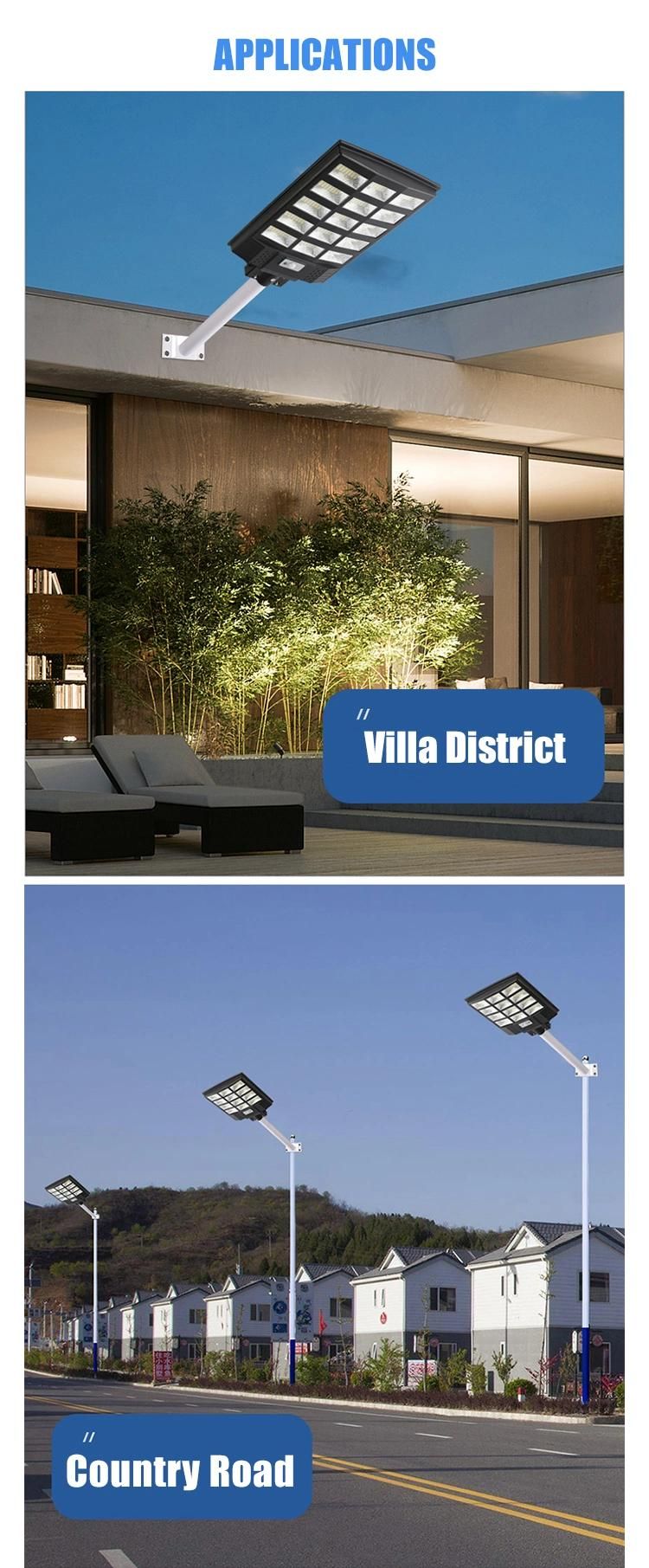 All in One LED Solar Street Lamp 400W ABS, Remote Control by PIR Sensor, Suitable for Garden Courtyard Country Road