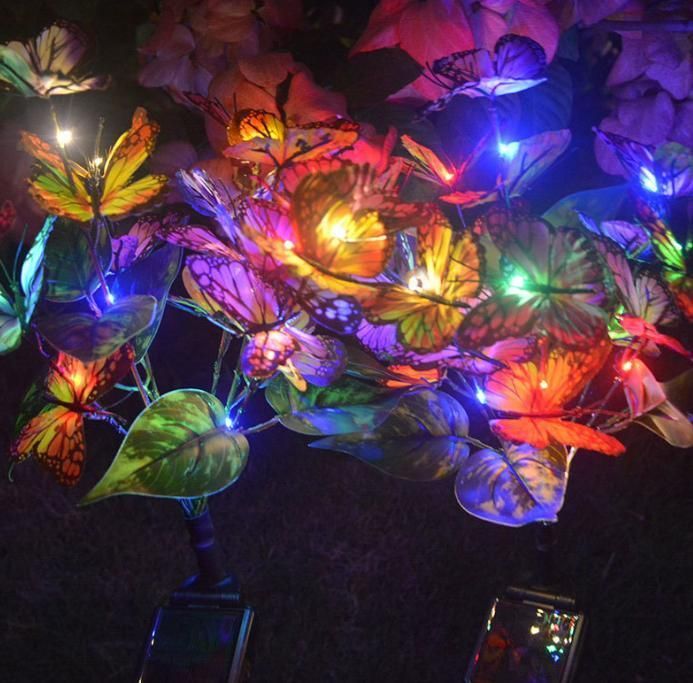 Outdoor Waterproof Energy Conservation Artificial Colorful Butterfly Decorative LED Garden Patio Lawn Park Solar Butterfly Light
