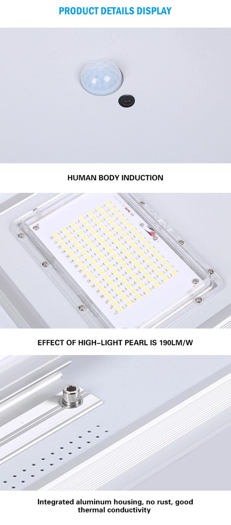 All in One Integrated IP66 Waterproof Outdoor 30W 50W 60W 90W 100W 120W 150W Solar Powered LED Garden Lamp with Motion Sensor