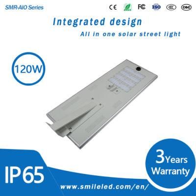 High Bright Outdoor Waterproof Aluminum IP65 120W Integrated All in One Solar LED Street Light
