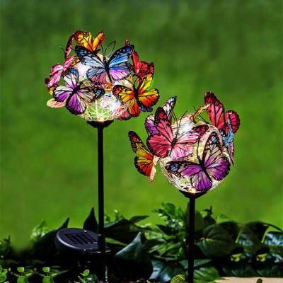 Multicolor Butterfly Stakes Lighted Garden Accents Set of 2 Waterproof Color Changing LED Lights for Garden, Patio, Lawn Wyz17904