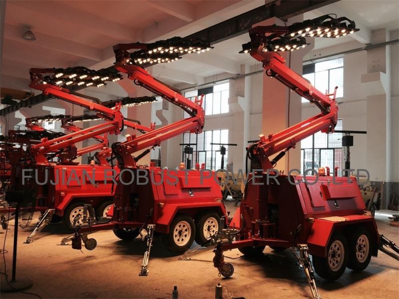 9m High Mast 4*720W Diesel Generator Mobile LED Light Tower for Mining