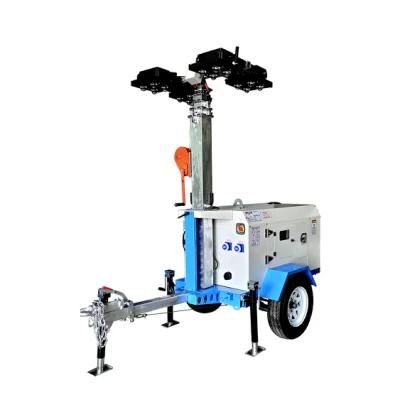 Trailer-Mounted Diesel Generator Mobile Light Tower for Road Repair Sports Field Mining Site