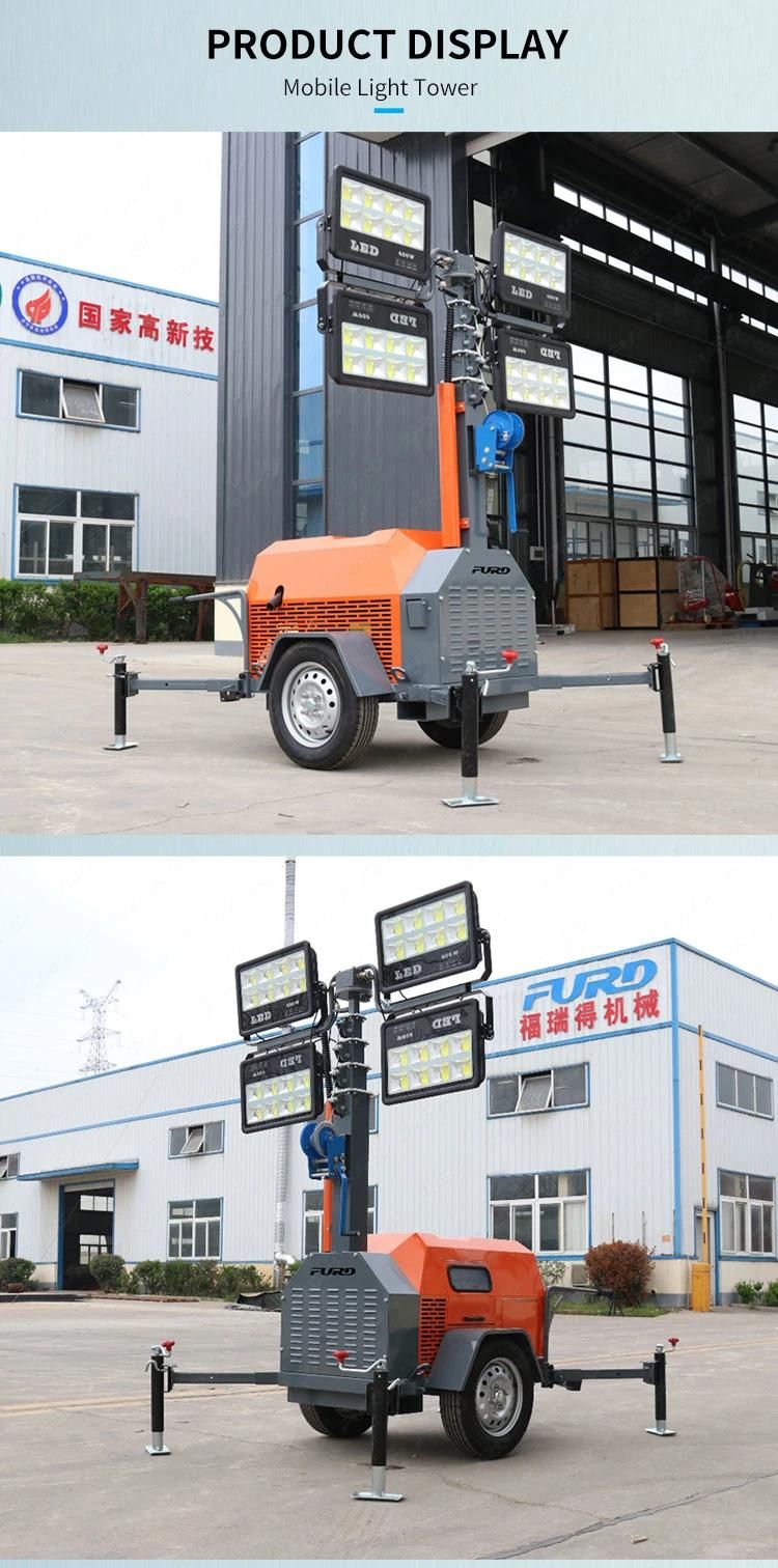 Manual Mast Gasoline Light Tower for Construction Emergency Lighting