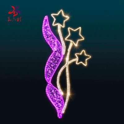 Outdoor New Design Festival Giant Motif LED Lighted Street Lighting Poles Christmas Decorations