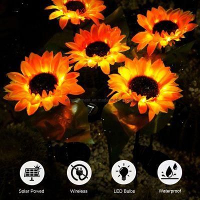 Solar Waterproof Flowers Landscape Decorative Sunflower Lamps Solar LED Garden Sunflower Stake Lights Outdoor