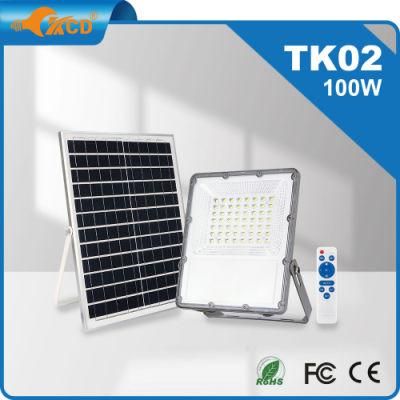 Charging Cable Backyard Remote Control Industrial Rectangular 60W 100W 200W 300W LED Solar Flood Light Outdoor