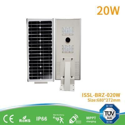 Solar LED Outdoor Waterproof IP66 IP65 Garden Flood Integrated All in One 20W High Lumen Street Light