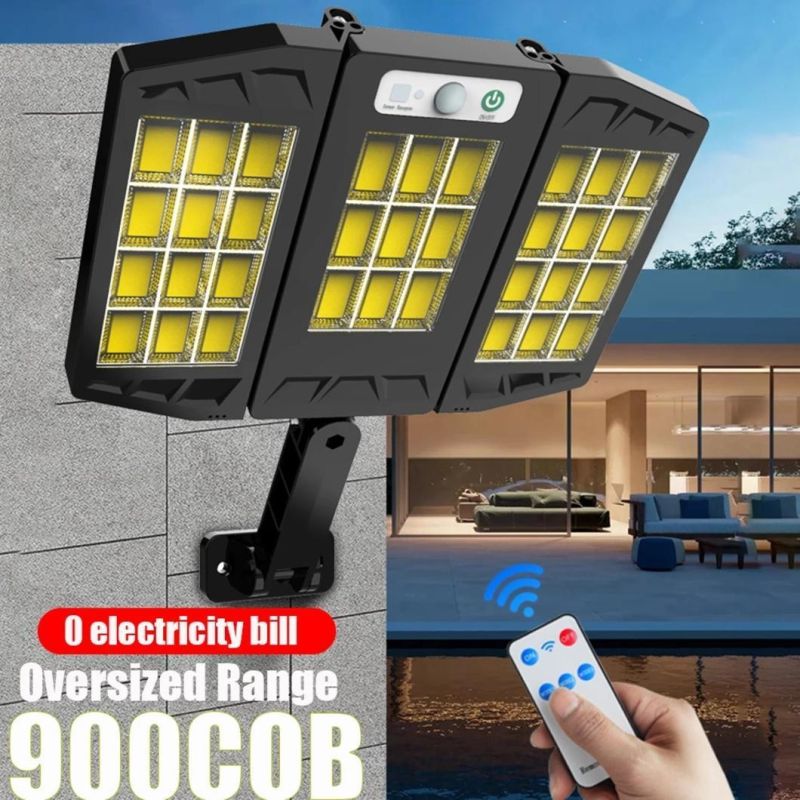 Solar Street Lights Outdoor, 600W Solar Flood Parking Lot Lights with Remote Security Motion Sensor LED Fixture Driveway, Roadway, Basketball Court