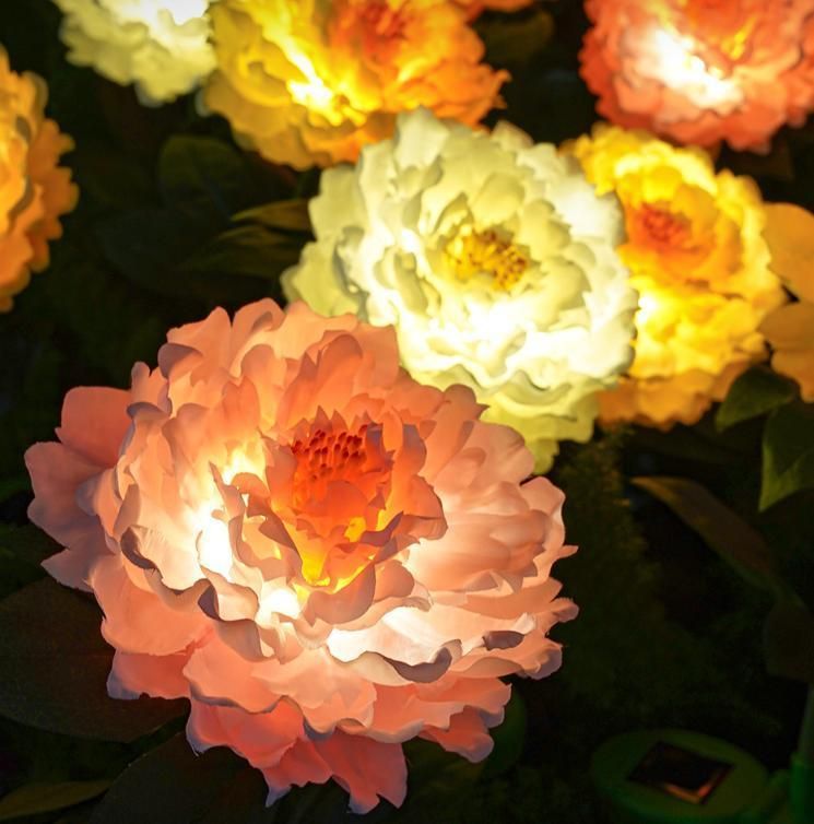 Brilliant-Dragon Wedding Party Garden Patio Yard Solar Power Peony Flower Decoration Light