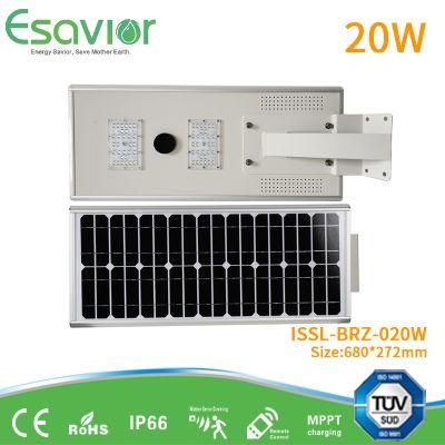High Brightness All in One Solar LED Street Light with LiFePO4 Battery 30wp Solar Panel Power Lamp