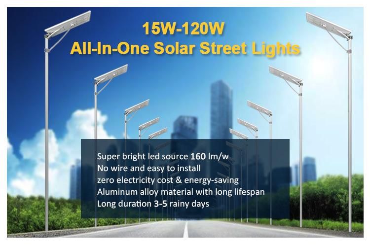 High Brightness 3030 LED Chips 80W Solar Powered Street Light