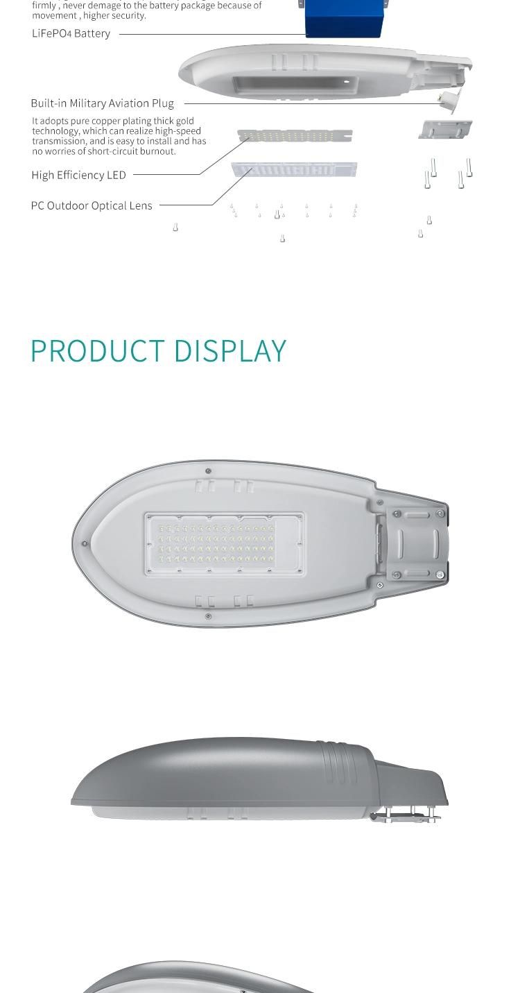 Long Life Span Factory Directly Supply 3.2V Nichia LEDs 50W 5400lm Bulbs Integrated Solar Street Light