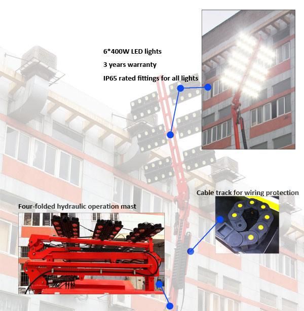 SMS Communication Dual Axle Fluid Bunding DC LED Mobile Light Tower