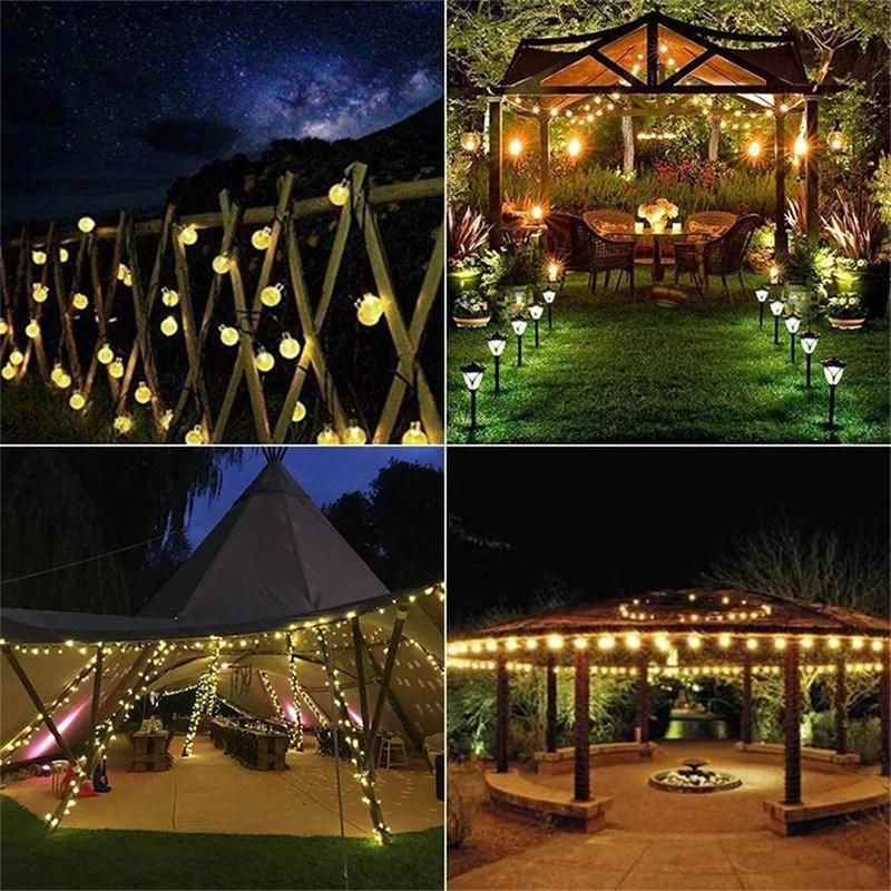 30 Bulbs 6.5m 8 Models Effect Waterproof Christmas Garden Lights Outdoor Decor Round Solar Power LED String Light